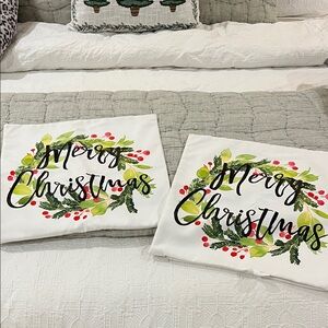 Amazon Holiday Merry Christmas Pillow Covers - Red and Green 16 x 16